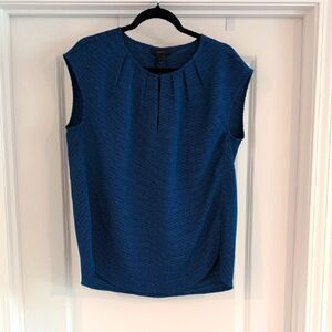 J. Crew Textured Blue Cap Sleeve Blouse